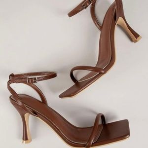 Mocha Square Toe Heels